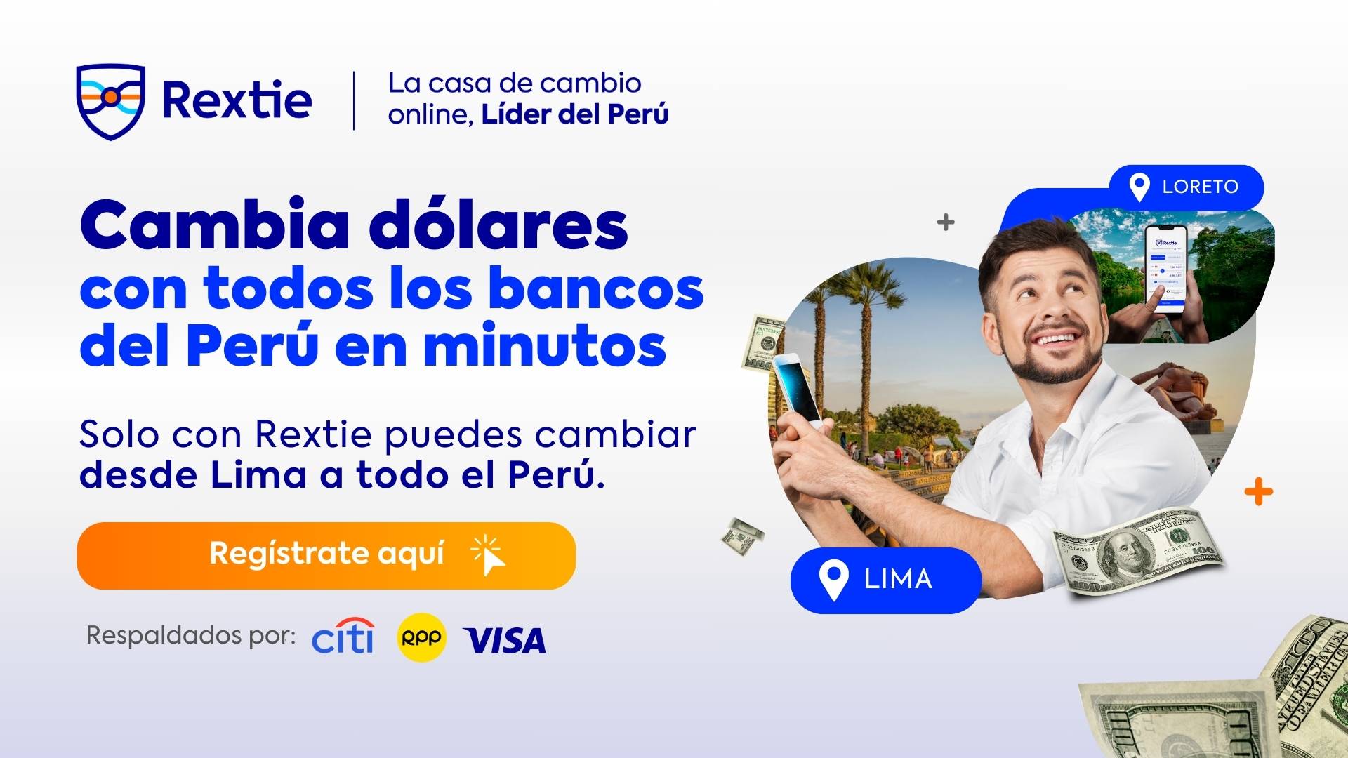 Regístrate en Rextie y cambia dólares a soles online